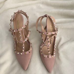 Pink rockstud heels